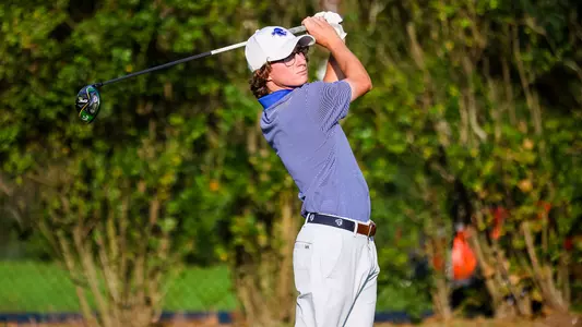 Joshua Lee tees off during a practice round in the fall of 2021