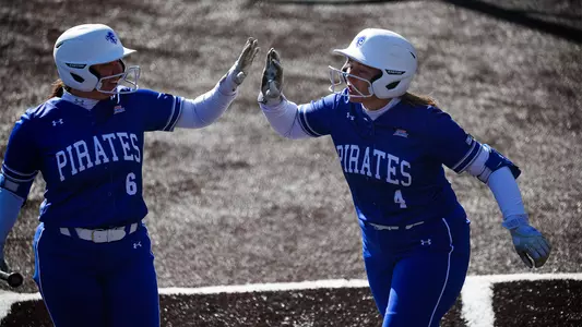 Lela Allen and Kelsey Carr high-five
