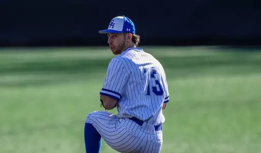 Chris Shine delivers a pitch in the season opener against Monmouth