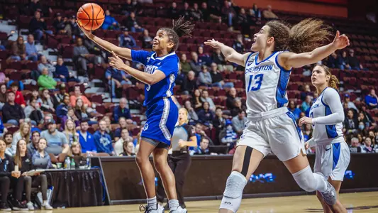 Lauren Park-Lane drives to the basket for a score against Creighton in the 2023 BIG EAST Tournament.