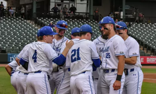 Huddle shot before baseball game vs. Northwestern State