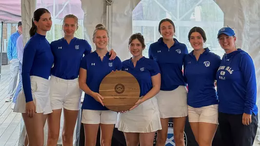 The Seton Hall women's golf team poses after winning the St. John's Invitational