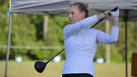 Sarah Fouratt takes a swing during the second round of the BIG EAST Championship