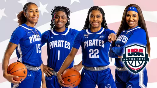 Graphic showing Seton Hall's Team USA Basketball Nationals 3X participants
