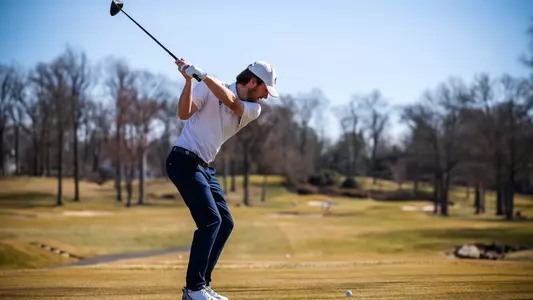 George Fricker takes a shot off the tee during a practice round in the spring of 2023