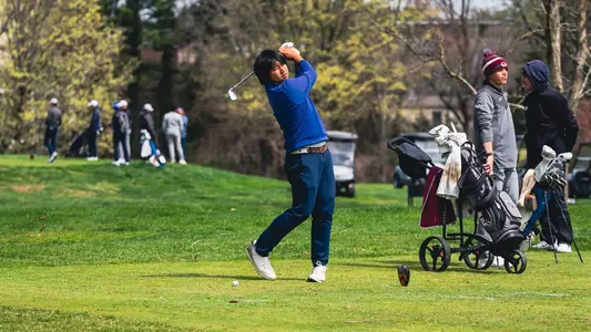 Wenliang Xie tees off at the Princeton Invitational in 2023