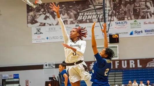 I'yanna Lops takes a shot during the 2022-23 season for St. Bonaventure