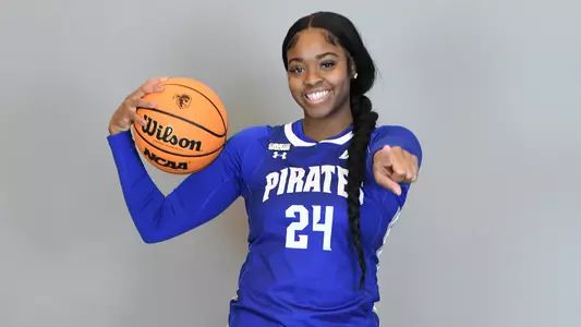 Makennah White poses during her official visit to Seton Hall