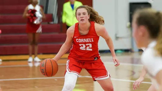 Shannon Mulroy handles the ball in a game for Cornell during the 2022-23 season.
