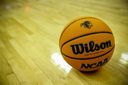 Basketball with Seton Hall Pirate head logo
