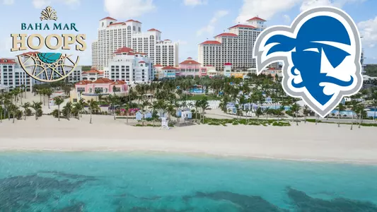 Graphic of Maha Mar in the Bahamas with the Hoops Pink Flamingo logo and the Pirates logo