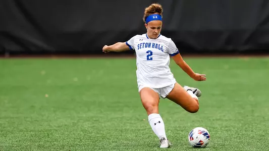Lily Camacho takes a free kick against Lafayette
