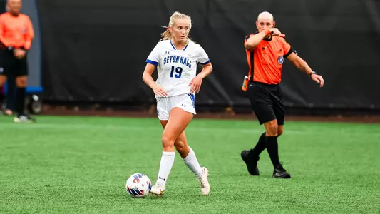 Caroline Lipton with the ball against Binghamton