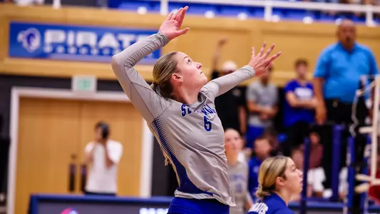 Madeline Matheny goes for a kill against NJIT on Aug. 31