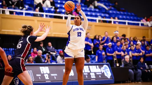 Kae Satterfield takes a shot against FDU