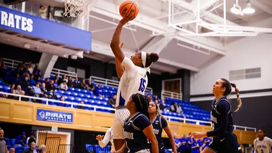 Azana Baines shoots against Villanova on Jan. 3