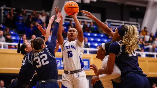 Azana Baines rises for a shot against Villanova on Jan. 3
