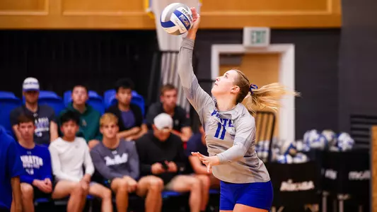 Maddie Klungel delivers a serve against Sacred Heart on Sept. 6