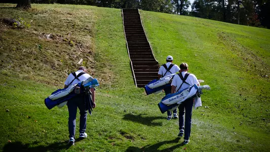 Members of the Seton Hall men's golf team head to the next hole during a practice round in the fall of 2024.