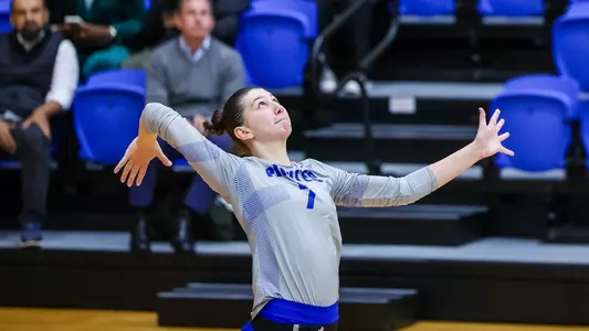 Asli Subasili serves the volleyball during Seton Hall's match against Georgetown on Oct. 16.