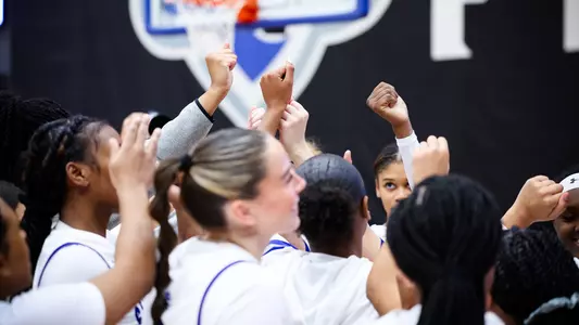 Seton Hall women's basketball team huddles before its game against Bryant on Nov. 16