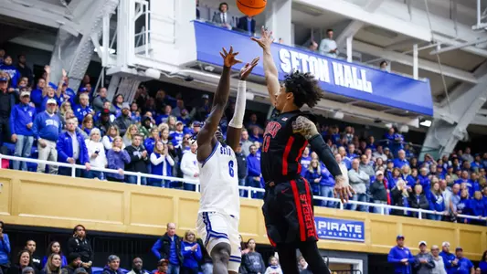 David Tubek shoots the ball in the quarterfinal of the NIT vs. UNLV in 2024