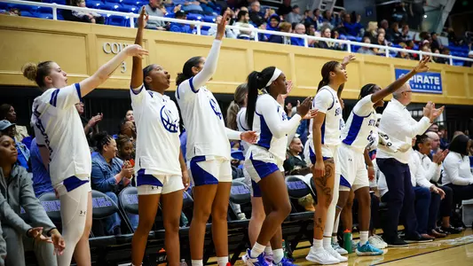 Seton Hall WBB bench players celebrate a basket against Howard on Dec. 6