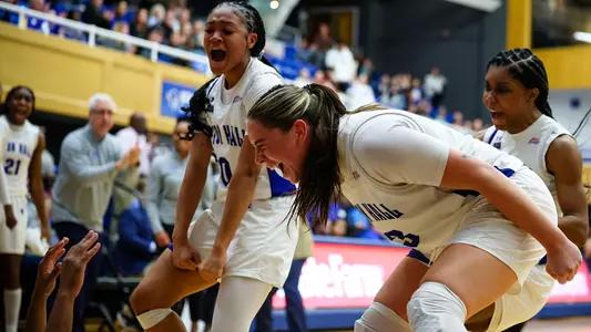 Seton Hall WBB players celebrate a basket and the foul against Providence on Dec. 21