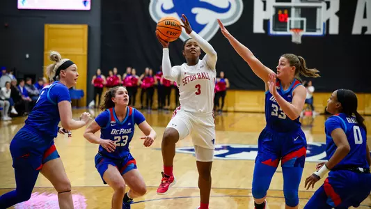 Micah Gray takes a shot against DePaul on Feb. 17