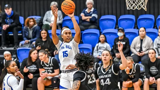 Azana Baines shoots against Xavier on Feb. 10