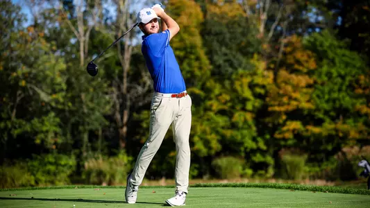 George Fricker takes a swing during a practice round during the fall of 2023