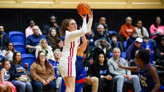 Shannon Mulroy takes a shot against DePaul on Feb. 17