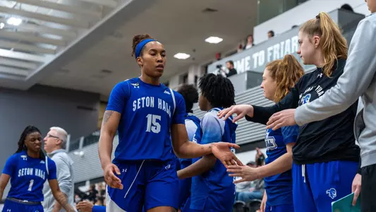Azana Baines leaves the floor against Providence on Feb. 28