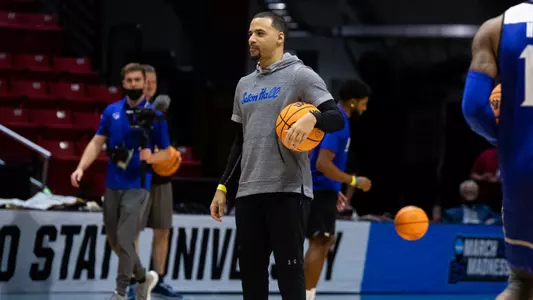 Donald Copeland at practice before the NCAA Tournament in San Diego in 2022