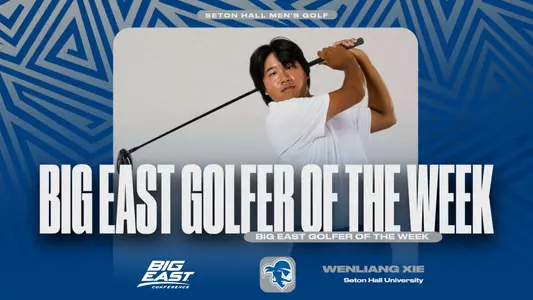 Wenliang Xie graphic announcing his status as BIG EAST Men's Go-Golfer of the Week