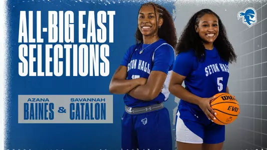 Azana Baines & Savannah Catalon graphic announcing their receiving of All-BIG EAST Awards