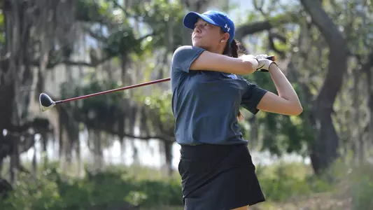Ana Sarrias Pro takes a swing off the ninth tee during the second round of the BIG EAST Championship on April 21 at Callawassie Island Golf Club.