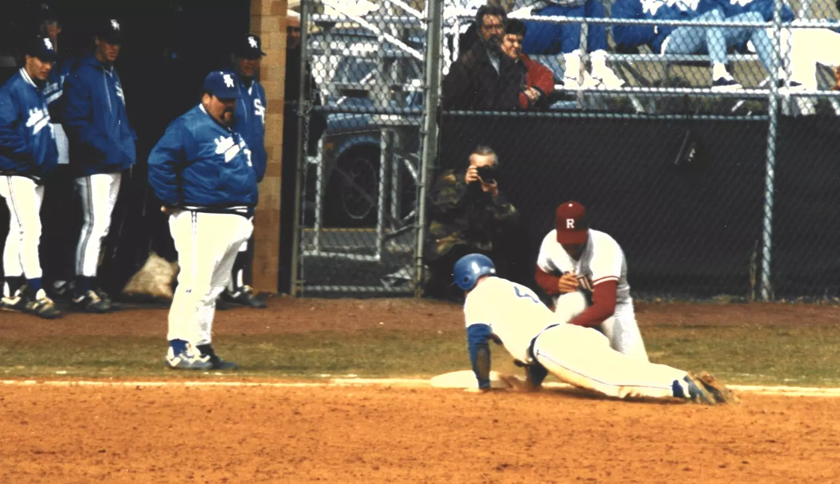 Michael Cocco coaches first base during Seton Hall baseball game in 1989.