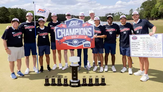 Men from the BIG EAST Conference play during the final round of the BIG EAST Men's Golf Tournament Monday, April 29, 2024, at the Riverton Pointe Golf Club in Hardeeville, S.C. (BIG EAST/Photo by Stephen B. Morton)