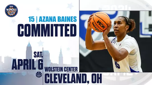 Graphic announcing Azana Baines' commitment to the women's college all-star game