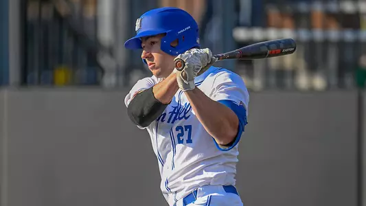 Andrew Bianco takes a swing for the Pirates against Rider