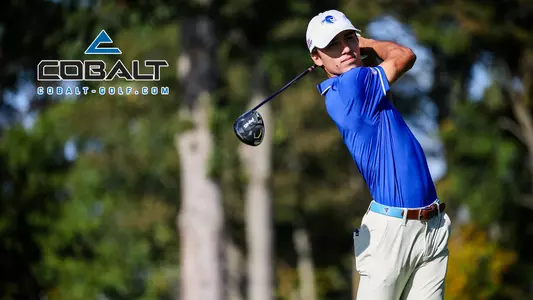 Graphic of Seton Hall men's golfer Patrick Kahanek with the Cobalt Golf logo overlayed