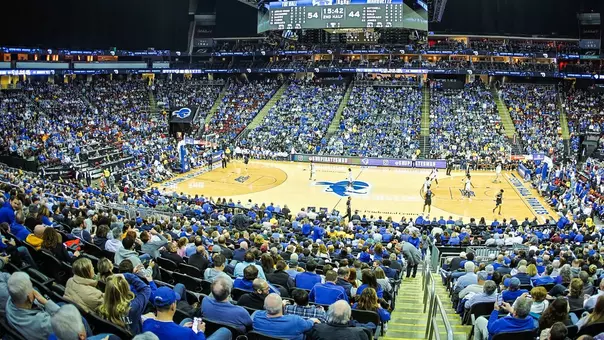 Wide shot of Prudential Center in a game against Marquette during the 2023-24 season