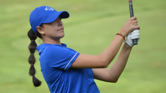 Ana Sarrias Pro tees off during a practice round in the fall of 2024.
