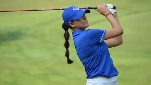 Ana Sarrias Pro tees off during a practice round in the fall of 2024