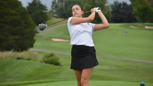 Ana Sarrias Pro tees off during a practice round in the fall of 2024.