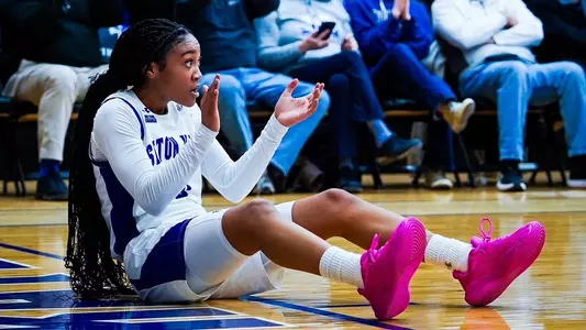 Jada Eads celebrates after scoring and getting fouled against Butler on Jan. 29
