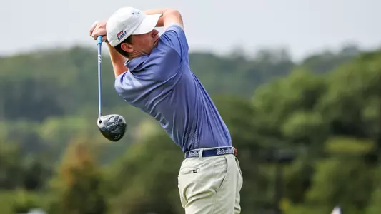 David Lally takes a swing during a practice round in the fall of 2025