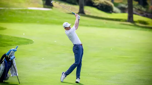 David Lally takes a swing during a practice round in the fall of 2024