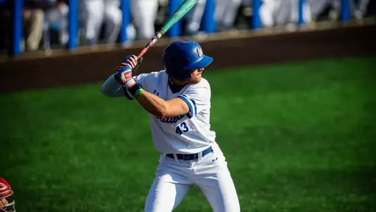 Aiden Robbins stands in the batter's box against NJIT